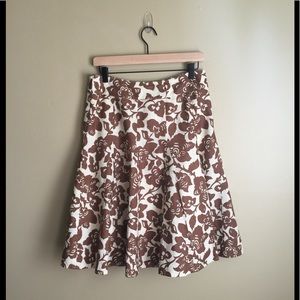 Boden Floral Linen Summer Skirt Brown Size 10L